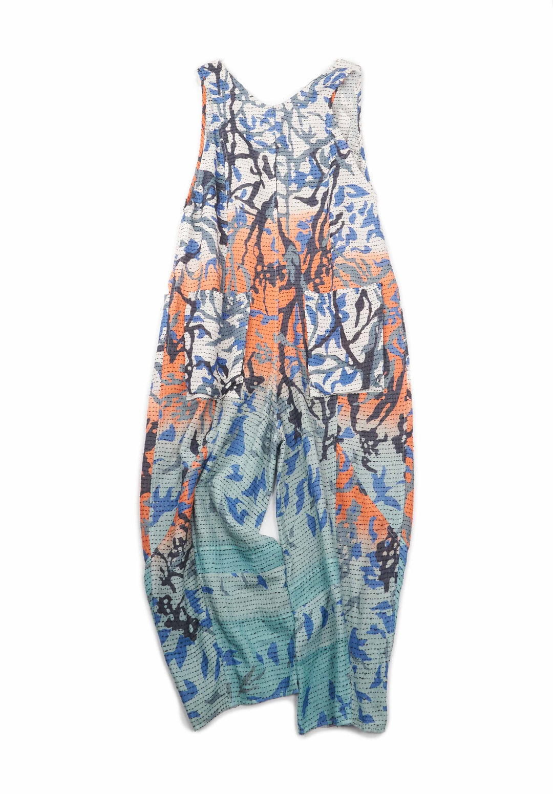 SUMMER BREEZE PRINT KANTHA V-NECK JUMPER - sz2622-blu -