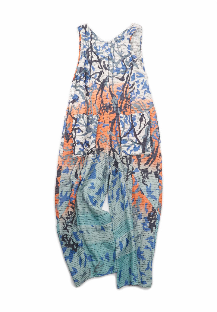 SUMMER BREEZE PRINT KANTHA V-NECK JUMPER - sz2622-blu -