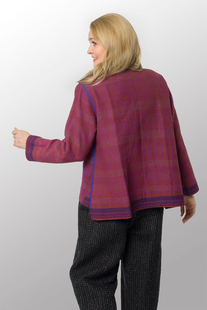 COTTON OVERDYE KANTHA KAFTAN JACKET SHORT - ov2088-cfus001s -