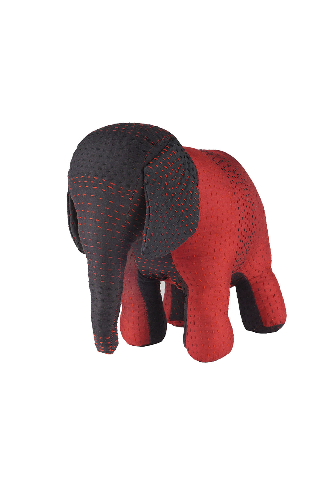 Vintage Silk Kantha Elephant -Red & Black-