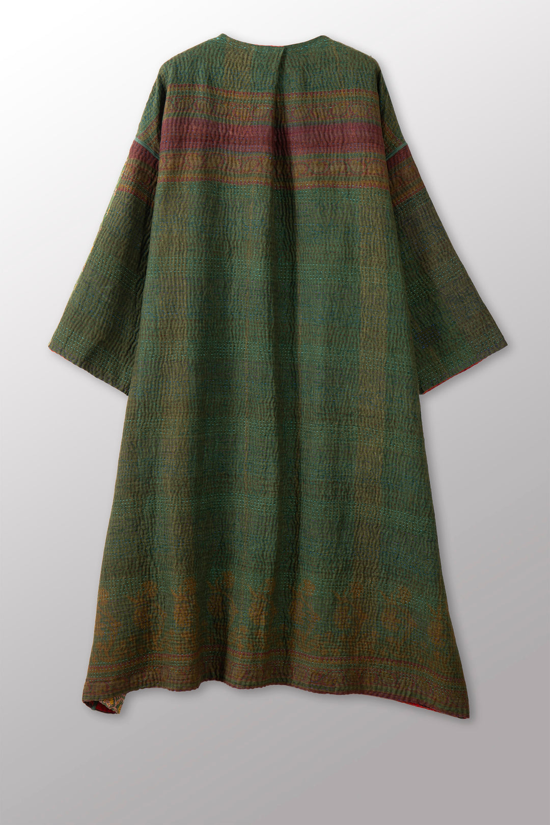 COTTON OVERDYE KANTHA LONG DUSTER - ov4328-cgrn003a -