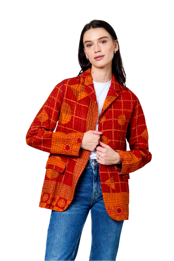 VINTAGE COTTON BBK KANTHA BASIC JACKET - bl-bb4052-0001s -