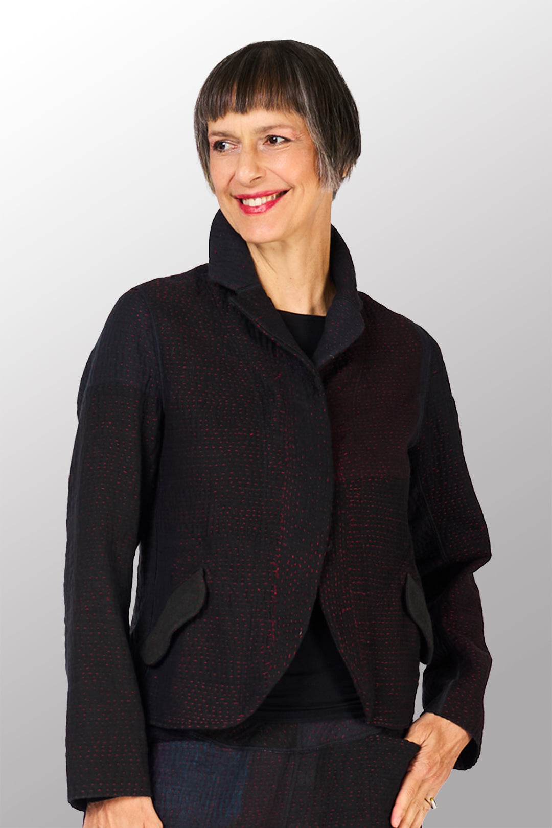 MUJI PATCH KANTHA CROPPED BASIC JACKET - mp4096-blk -