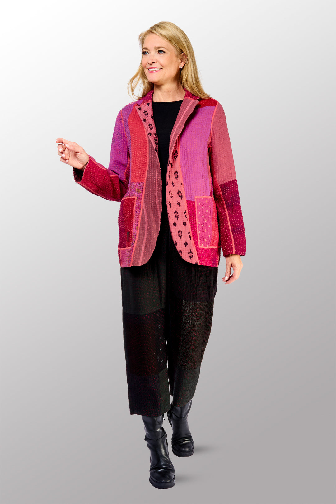 BBK PATCH KANTHA BASIC JACKET - bl-bbp4052-pik -