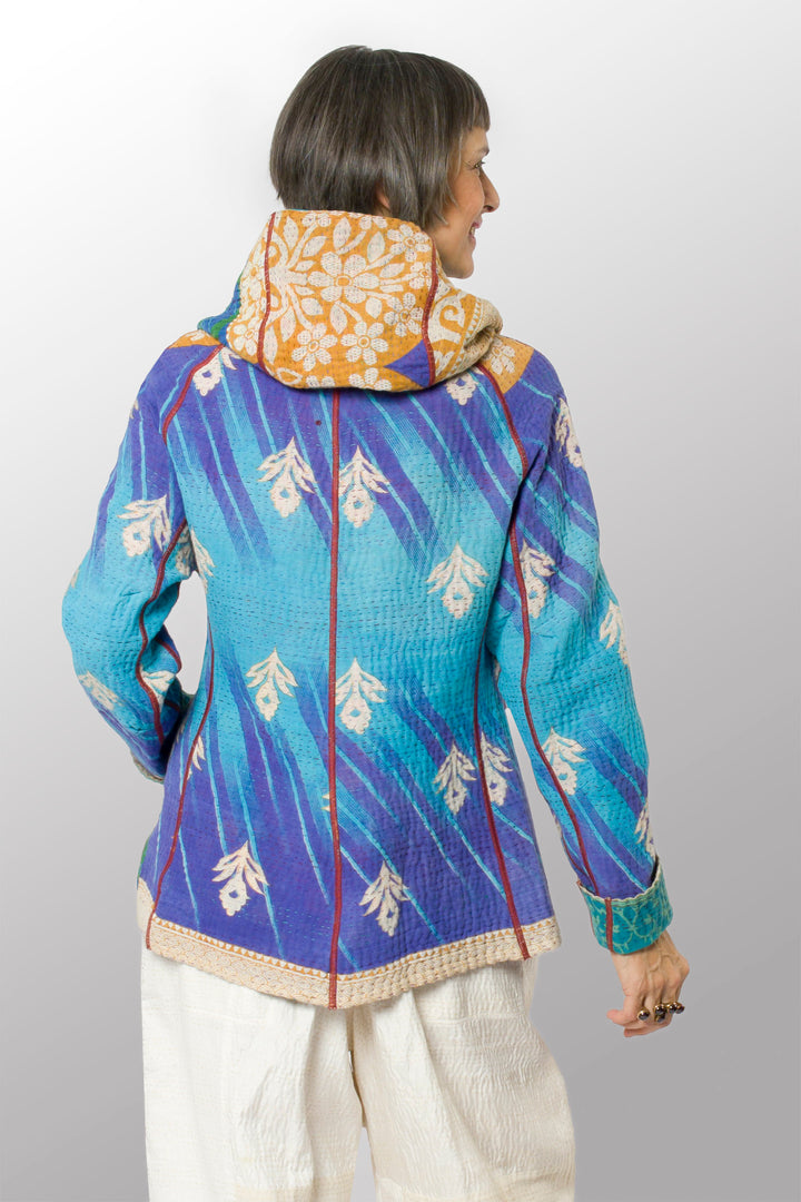 COTTON OVERDYE KANTHA HOODIE JACKET - ov4036-ctuq002m -
