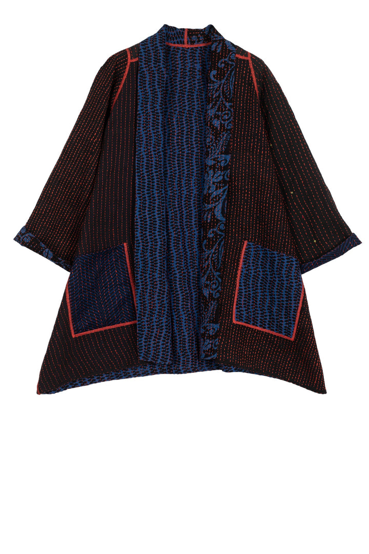BLUE PRAIRIE BBK KANTHA A-LINE JACKET - bk2003-blu -
