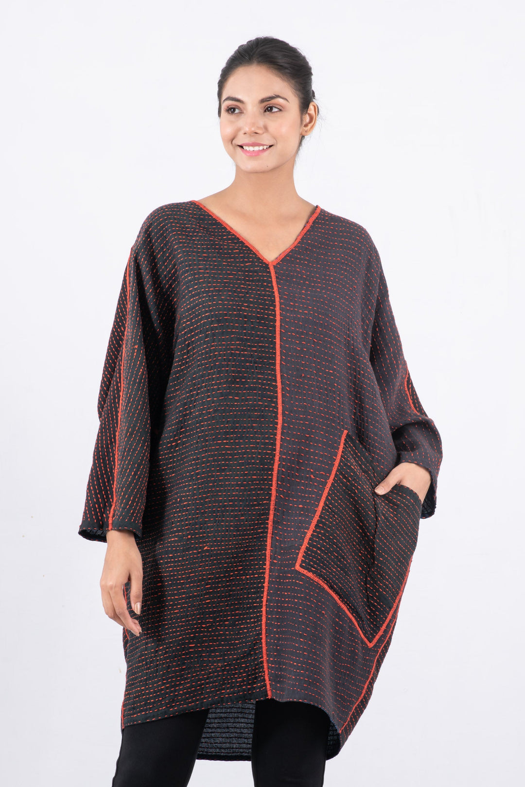 BLUE PRAIRIE BBK KANTHA DOLMAN SLV. DRESS - bk2410-blu -