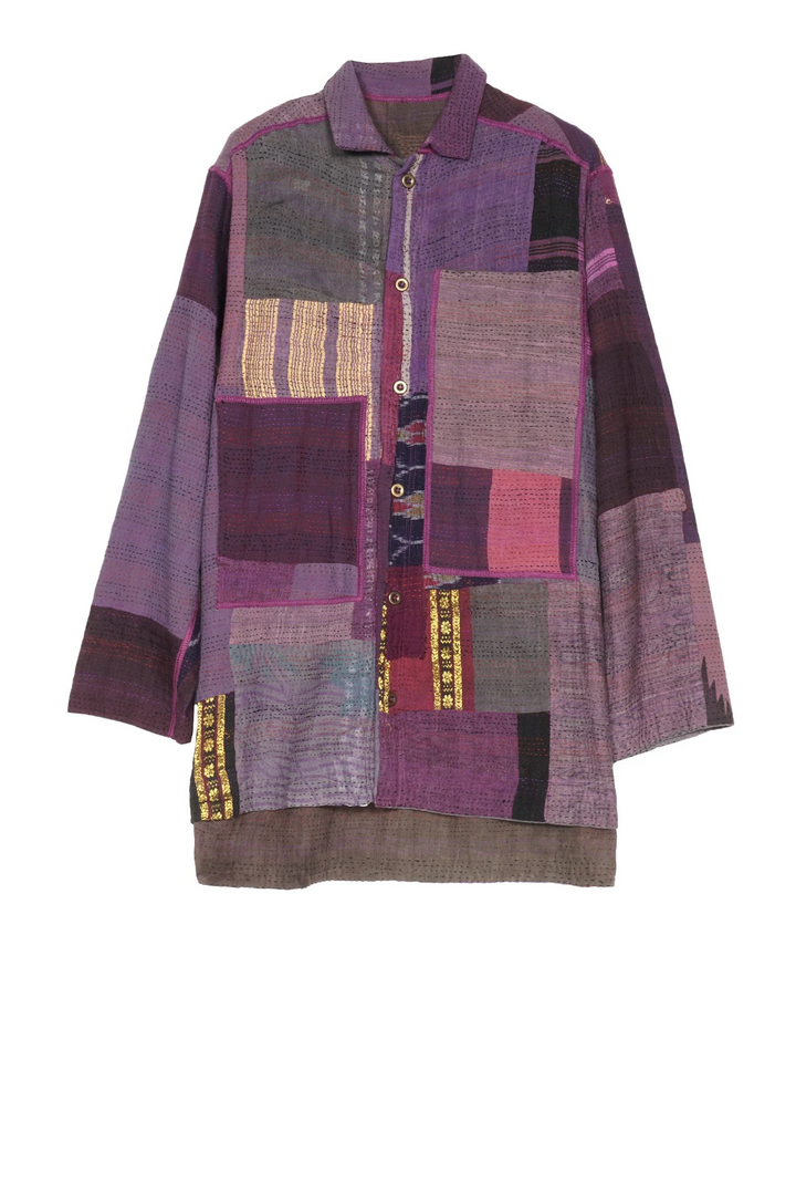 BROCADE PATCHED KANTHA SHIRT JKT - bp2023-ind -