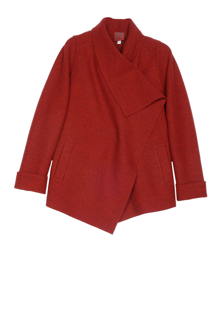 BOILED WOOL DRAPE COLLAR JKT - wb1037-red -