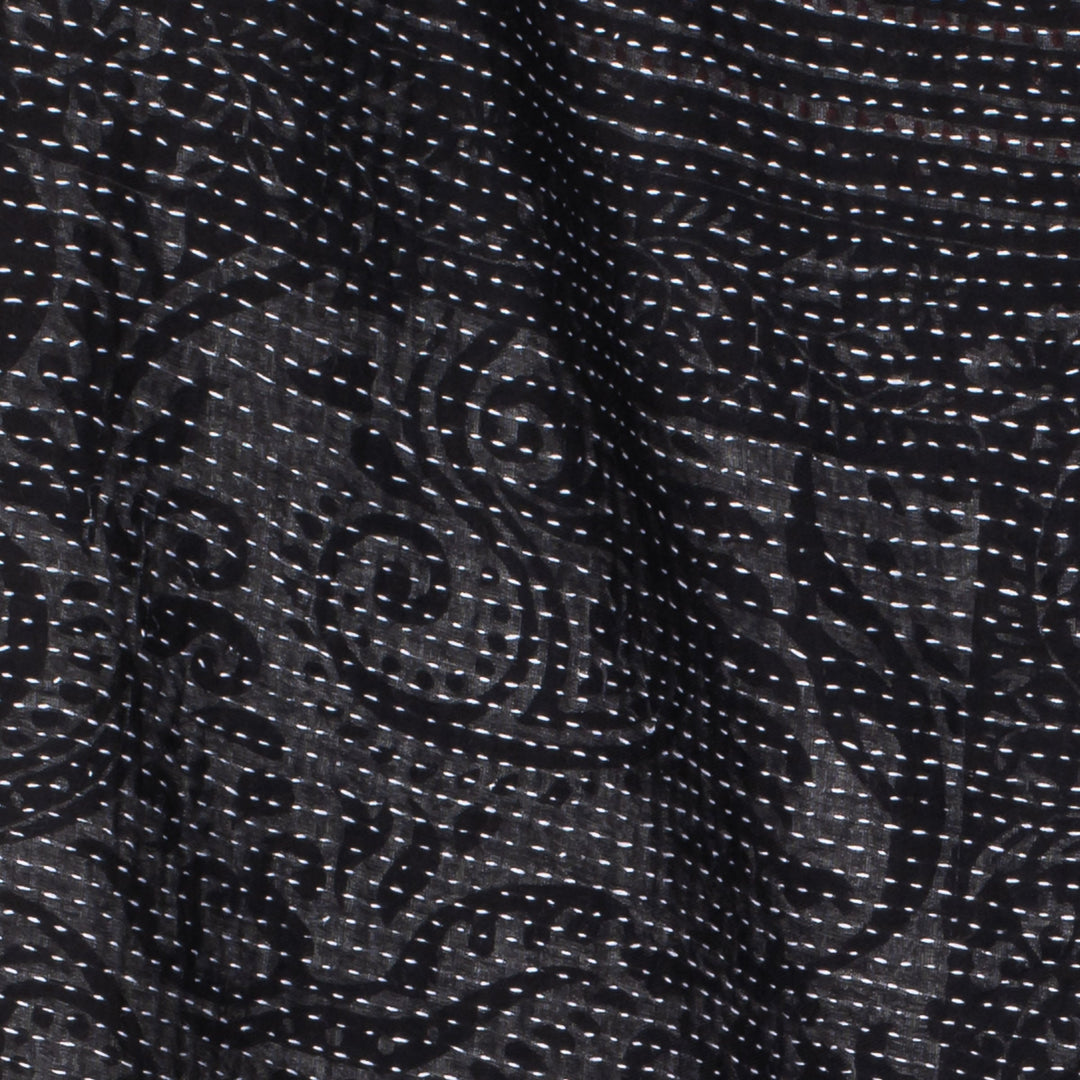 COTTON PAISLEY KANTHA STAND COLLAR CROPPED JACKET - cp2034-wht -