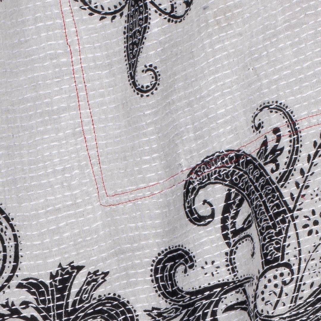 COTTON PAISLEY KANTHA DRAW STRING GAUCHO - cp2627-wht -