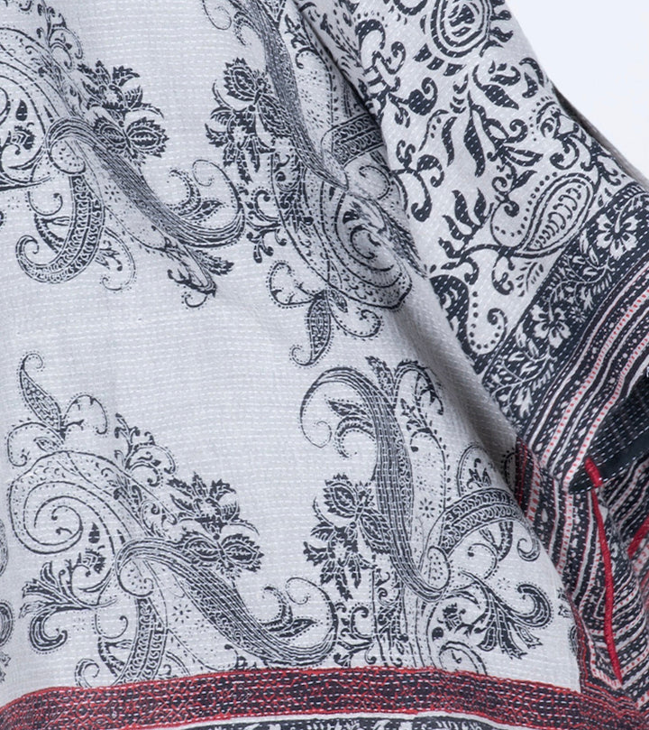 COTTON PAISLEY KANTHA DRAW STRING GAUCHO - cp2627-wht -