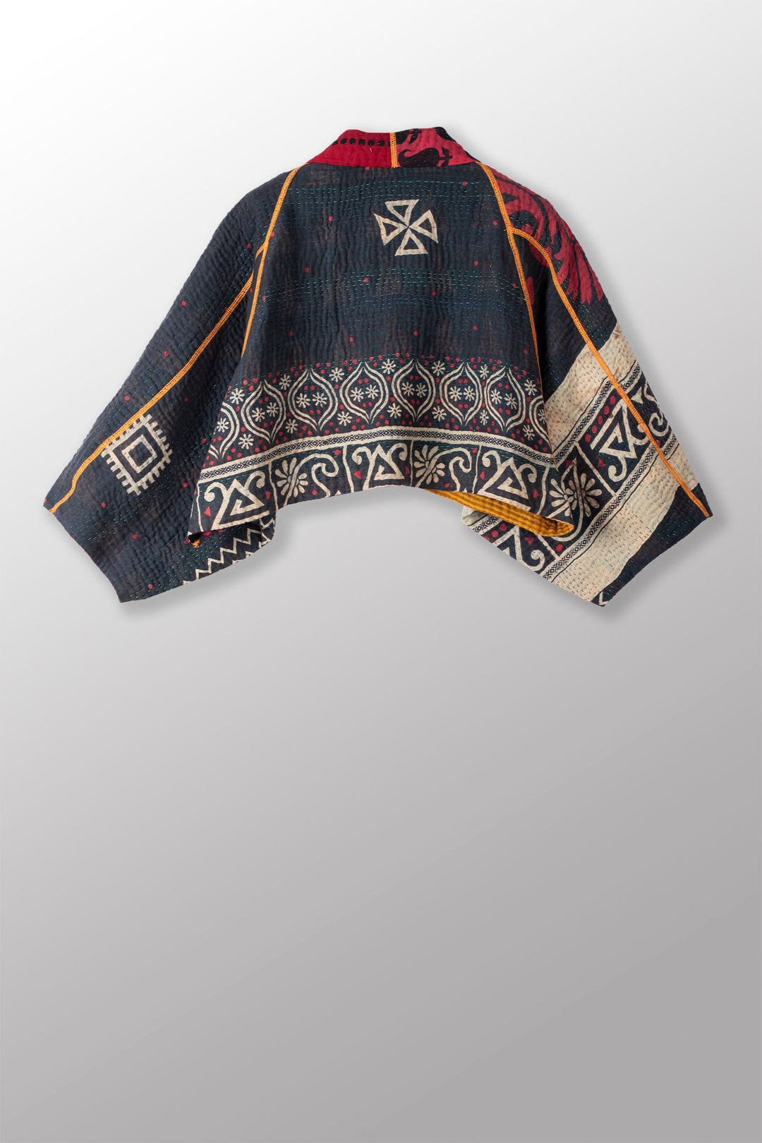 VINTAGE COTTON KANTHA  PUFF SLV. SHRUG - cv4062-0046a -