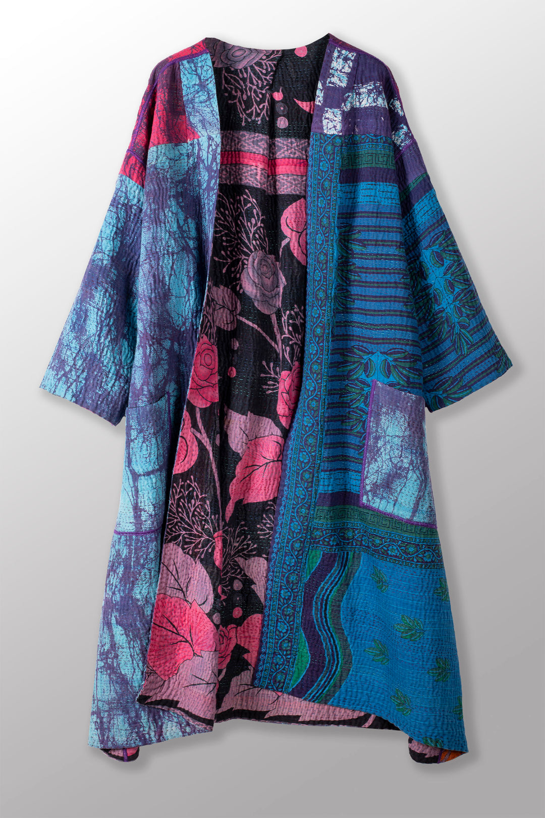 VINTAGE COTTON KANTHA LONG DUSTER - cv4328-0011a -