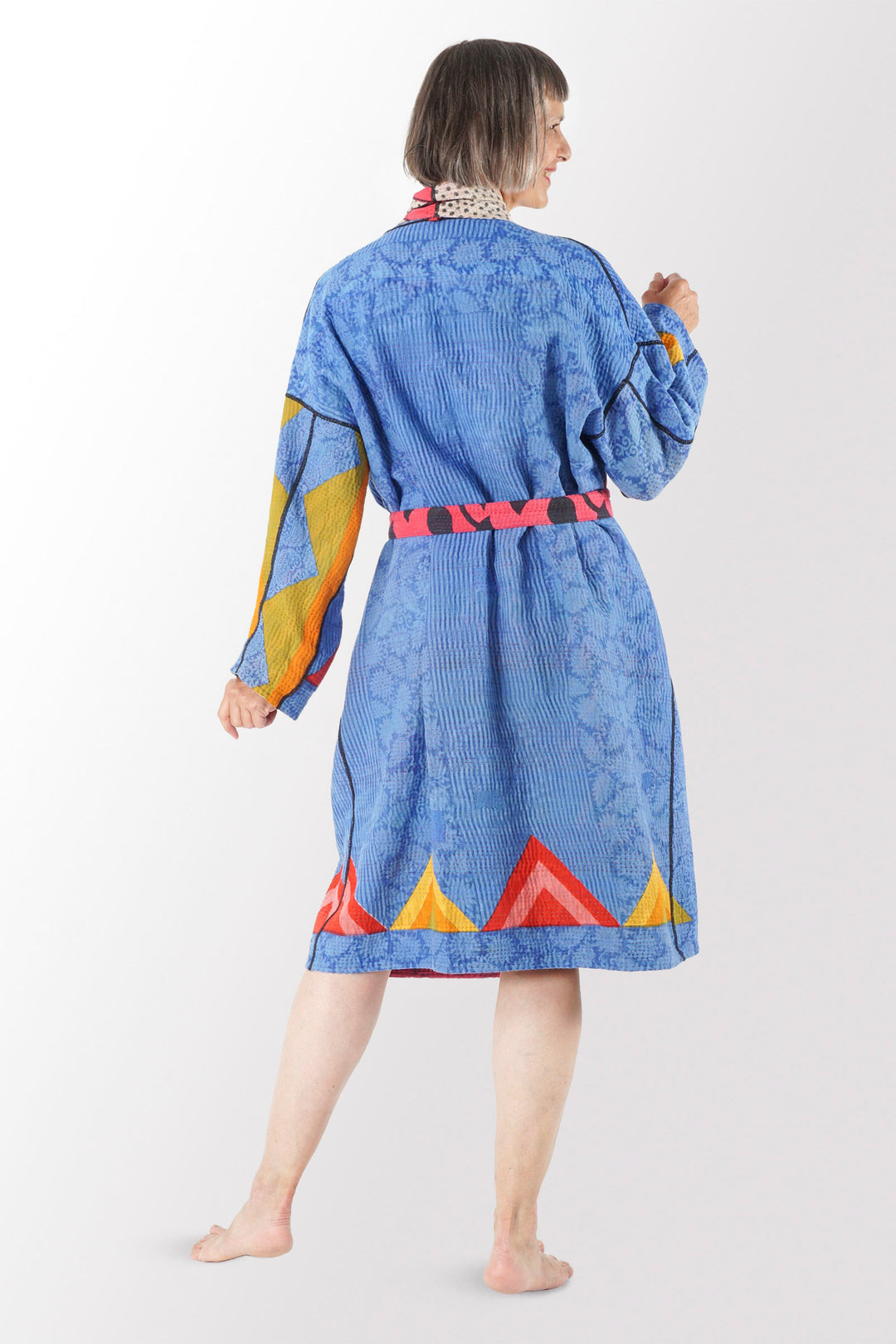 VINTAGE COTTON KANTHA SIMPLE ROBE - cv4334-0005a -