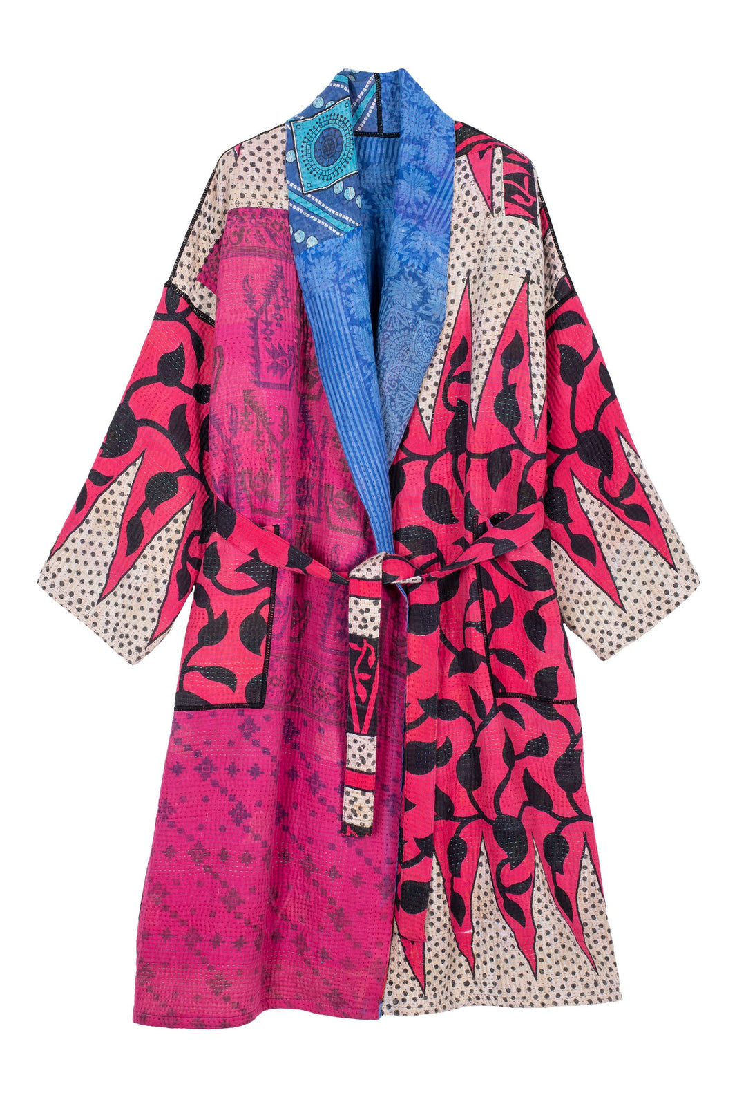 VINTAGE COTTON KANTHA SIMPLE ROBE - cv4334-0005a -