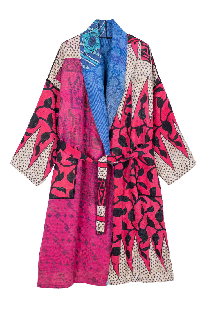 VINTAGE COTTON KANTHA SIMPLE ROBE - cv4334-0005a -