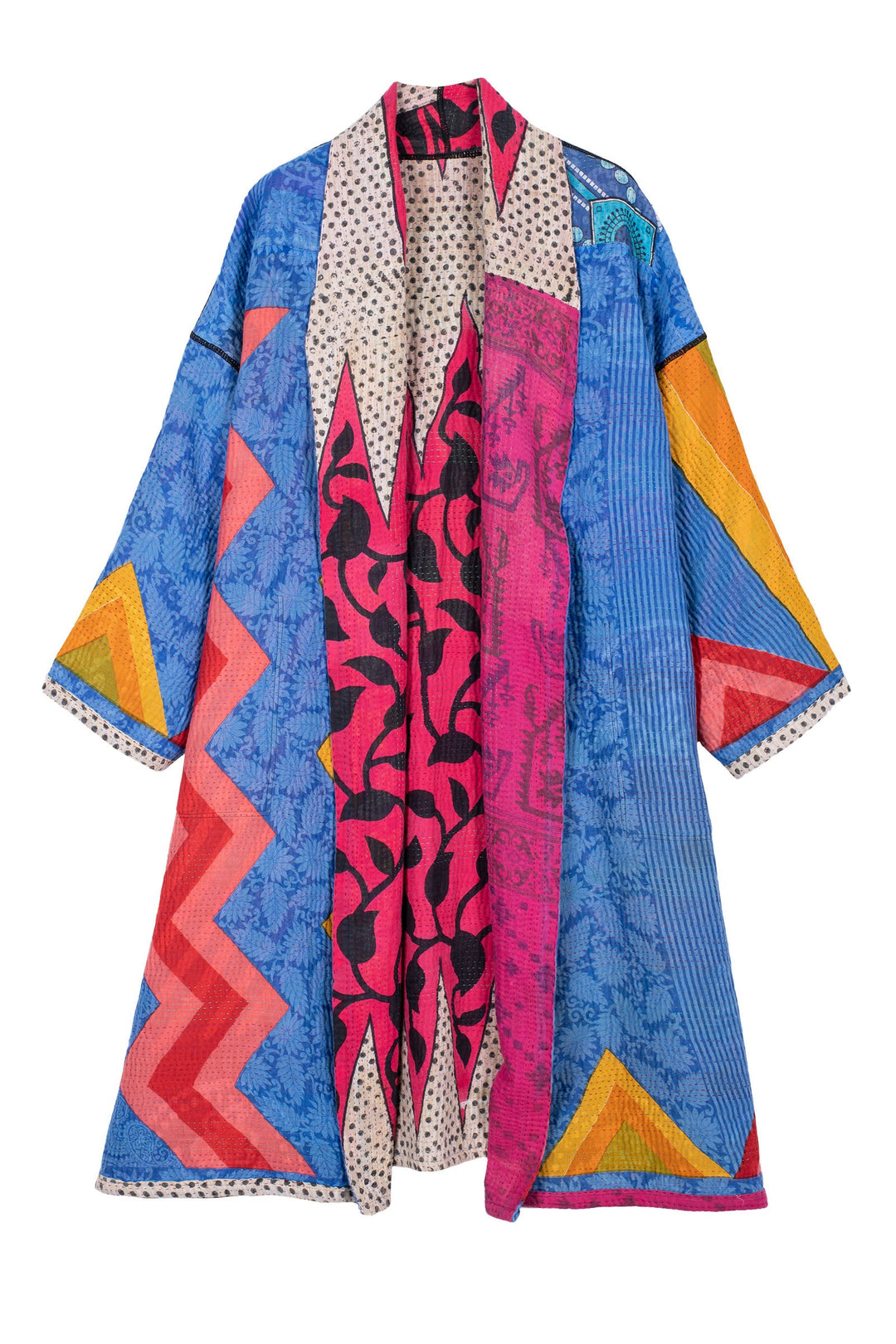 VINTAGE COTTON KANTHA SIMPLE ROBE - cv4334-0005a -
