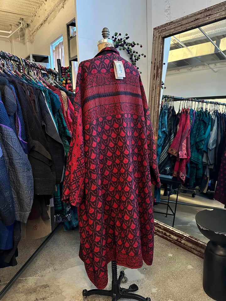 COTTON OVERDYE KANTHA NEW OVERSIZED COAT - ov4342-cred006a -