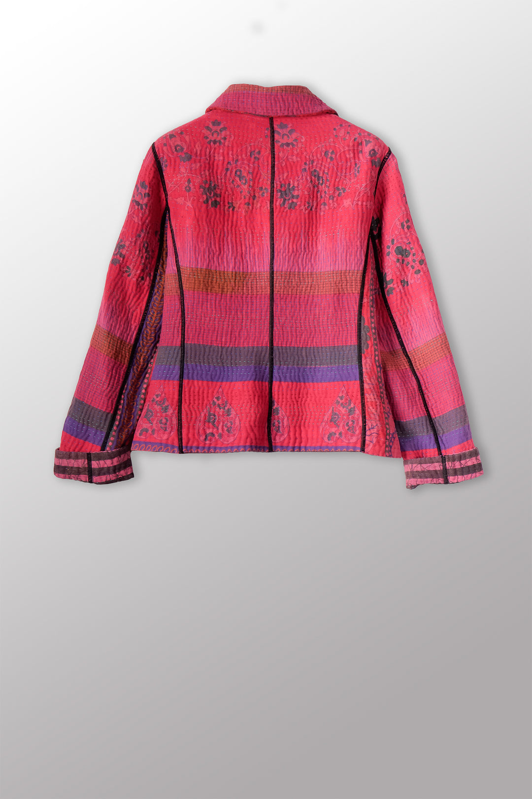 COTTON OVERDYE KANTHA CROPPED BASIC JACKET - ov4096-cred001m -