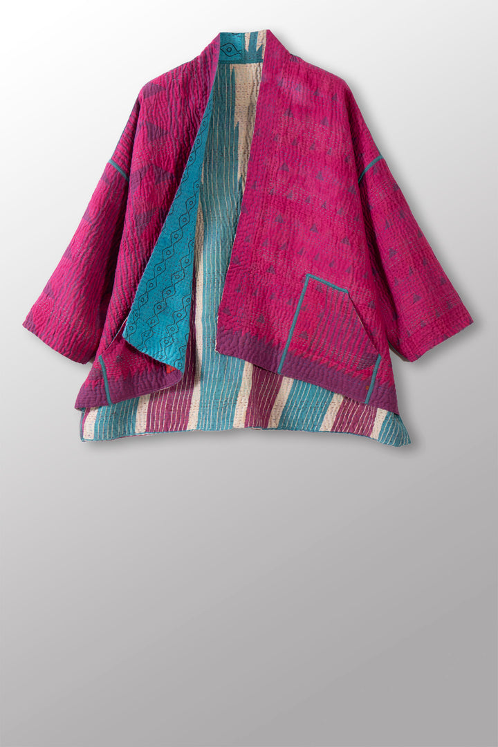 COTTON OVERDYE KANTHA MINI KIMONO JKT - ov4055-cfus003a -