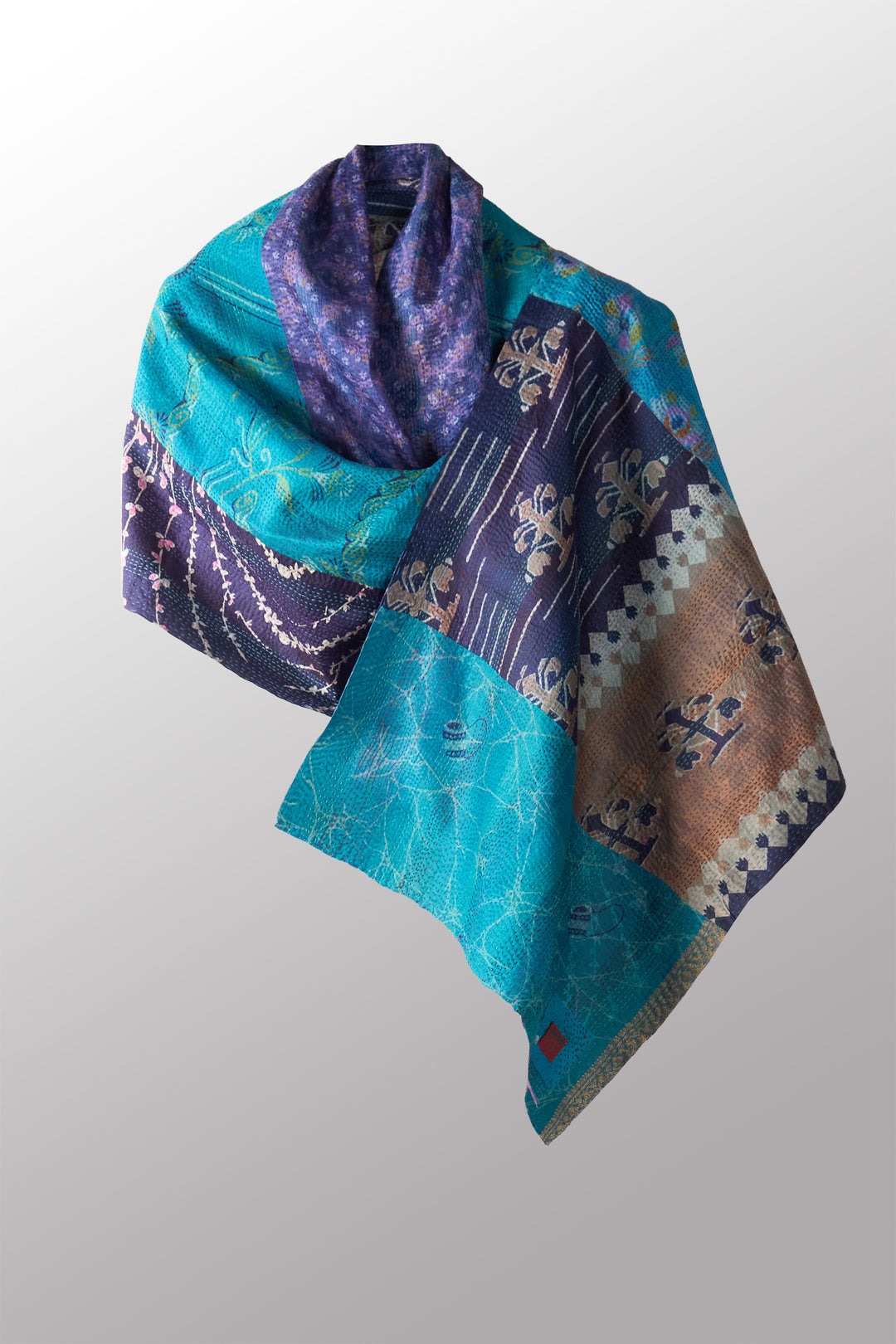 VINTAGE SILK KANTHA SCARF STANDARD - sv2801-0009a -