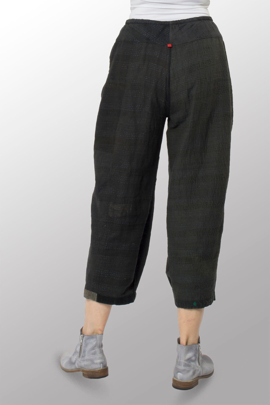 COTTON SILK SW PATCH KANTHA NEW LANTERN PANTS - ws2651-blk -