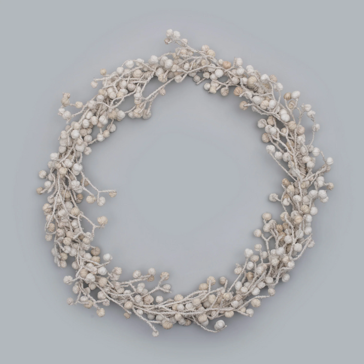 Silk & Cotton Kantha Wreath -White -