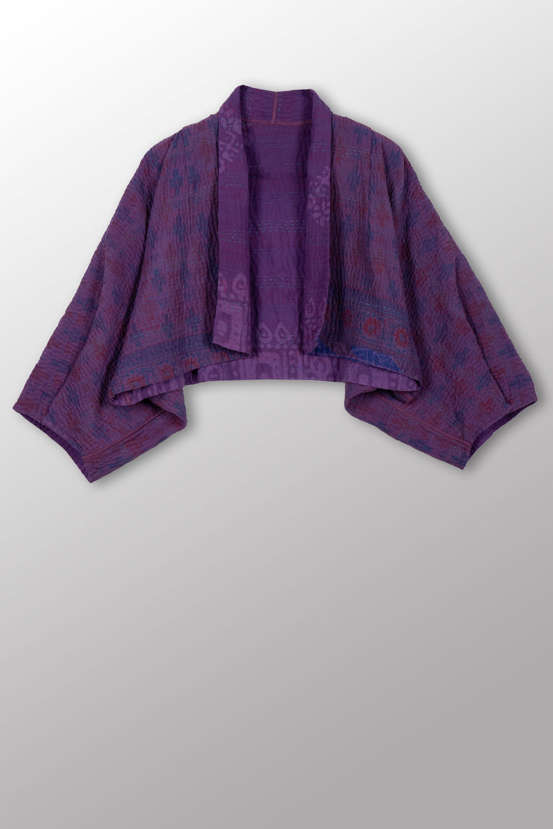 COTTON OVERDYE KANTHA PUFF SLV. SHRUG - ov4062-cprp008a -