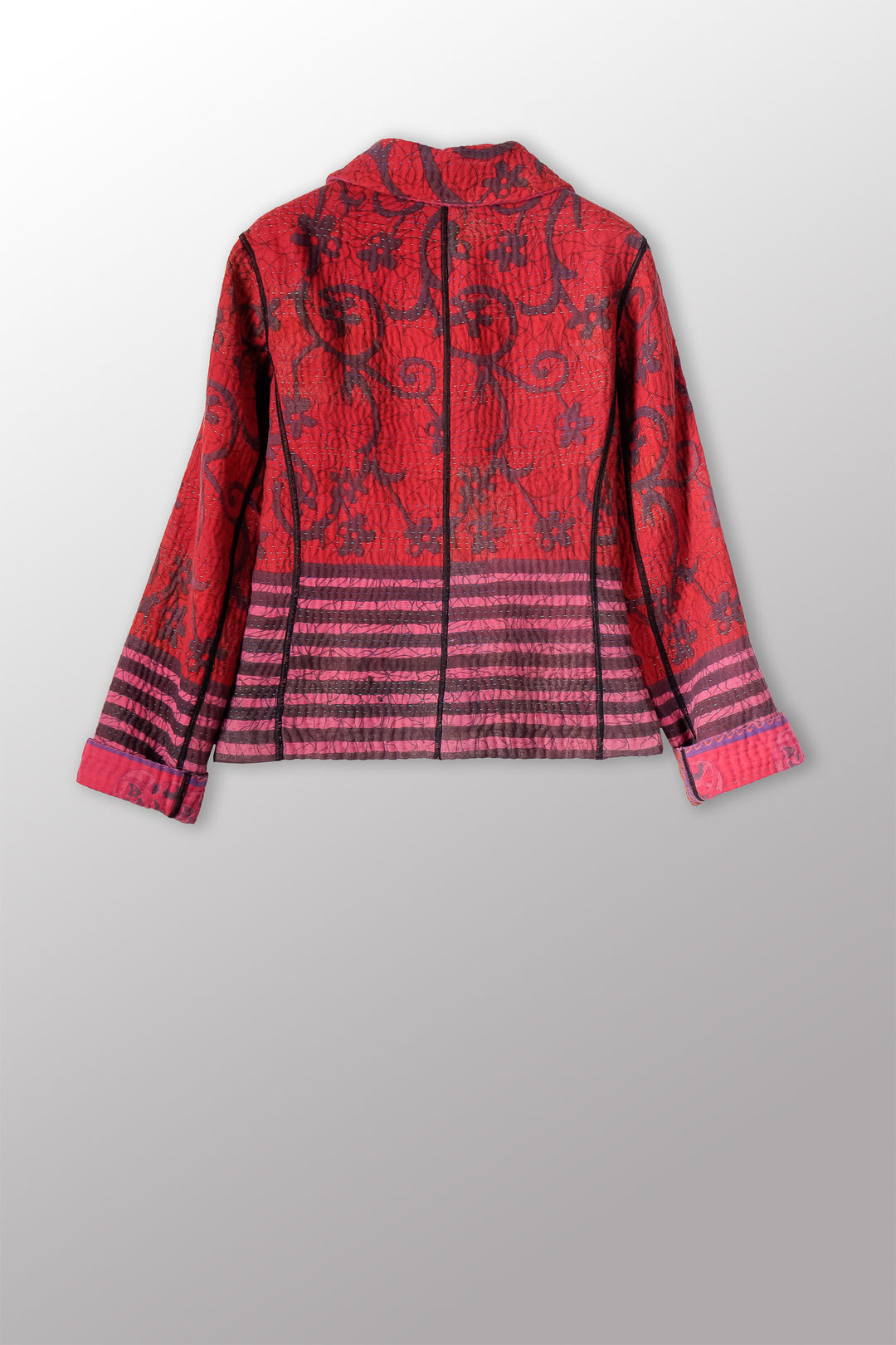 COTTON OVERDYE KANTHA CROPPED BASIC JACKET - ov4096-cred001m -