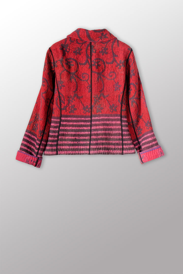 COTTON OVERDYE KANTHA CROPPED BASIC JACKET - ov4096-cred001m -