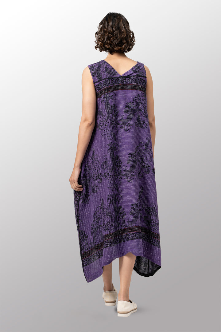 COTTON PAISLEY KANTHA TENT DRESS - cp2413-prp -