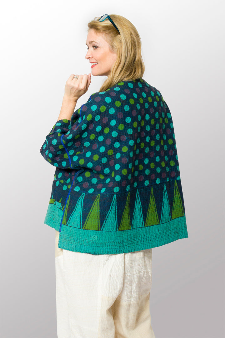 COTTON OVERDYE KANTHA STRAIGHT NECK JACKET - ov4058-ctuq001a -