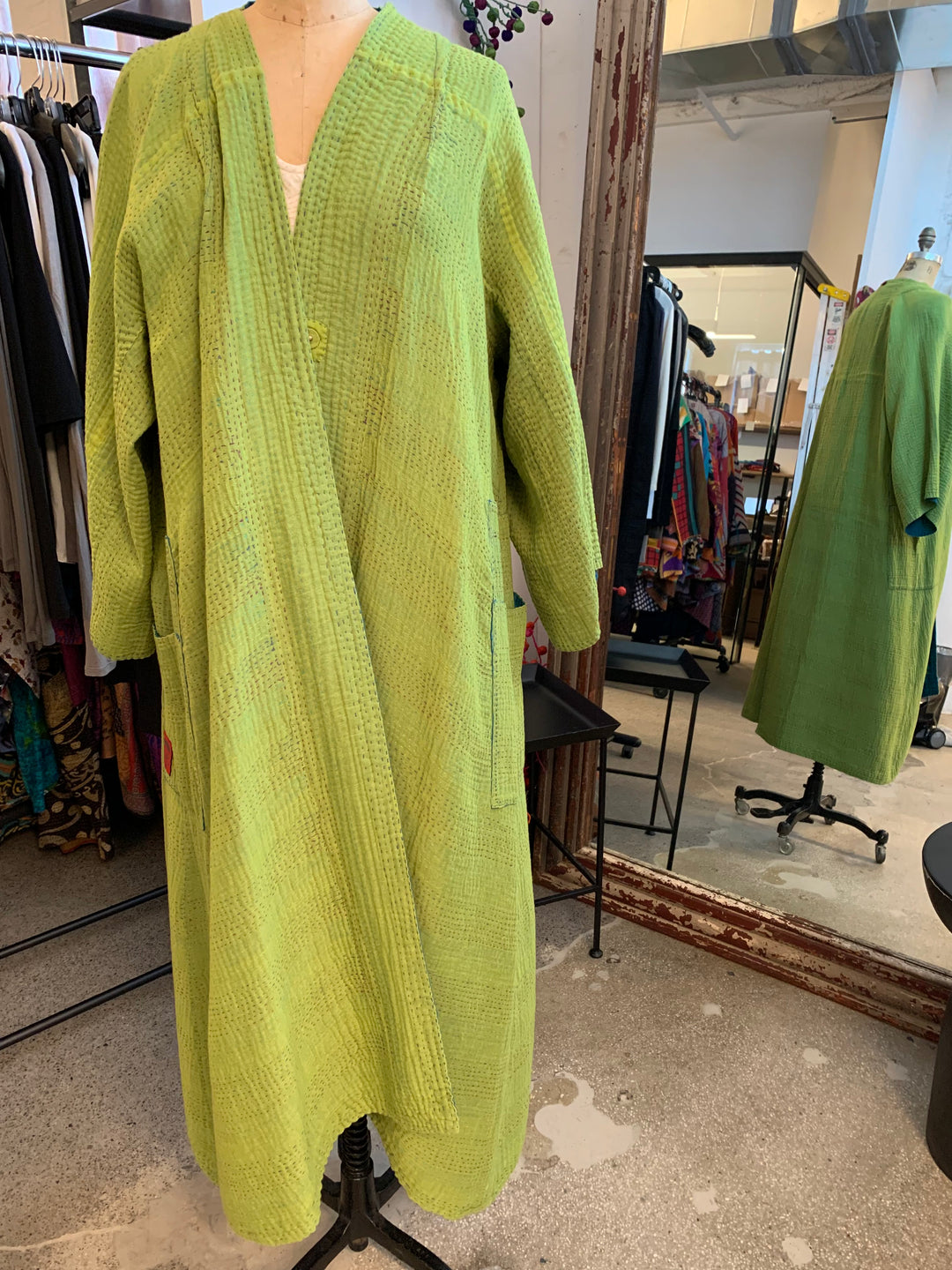 BLOOMING FLOWERS KANTHA KIMONO MAXI - bf4318-blu -