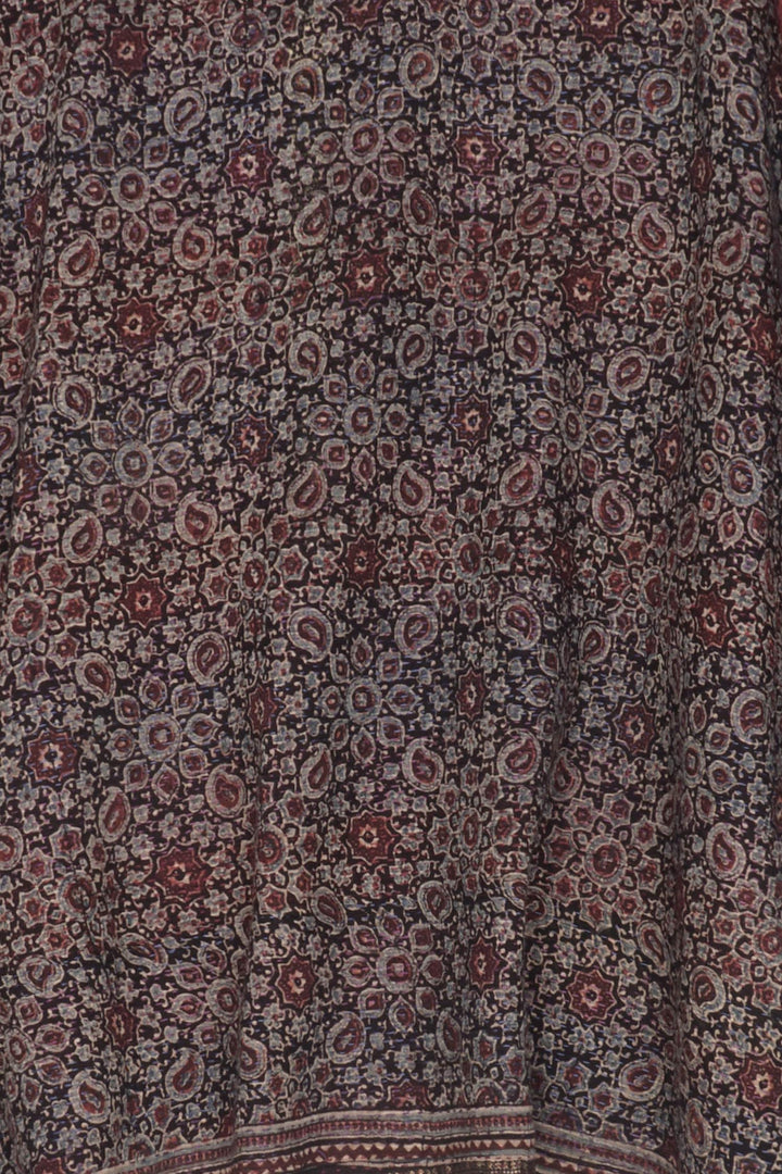 AJRAKH & COTTON OMBRE PATCH KANTHA A-LINE JACKET - ac2003-brn -