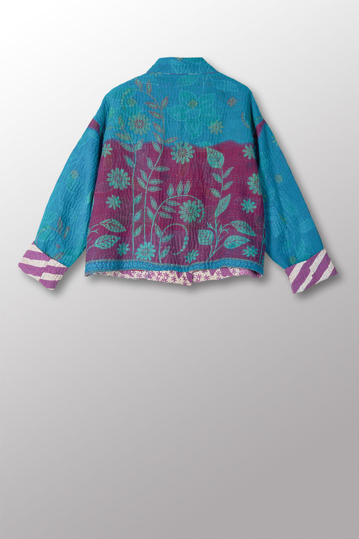 COTTON OVERDYE KANTHA LAPELED SHORT JKT - ov4081-cblu001m -
