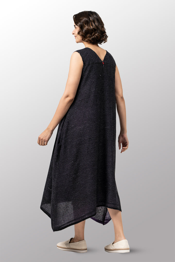 COTTON PAISLEY KANTHA TENT DRESS - cp2413-prp -