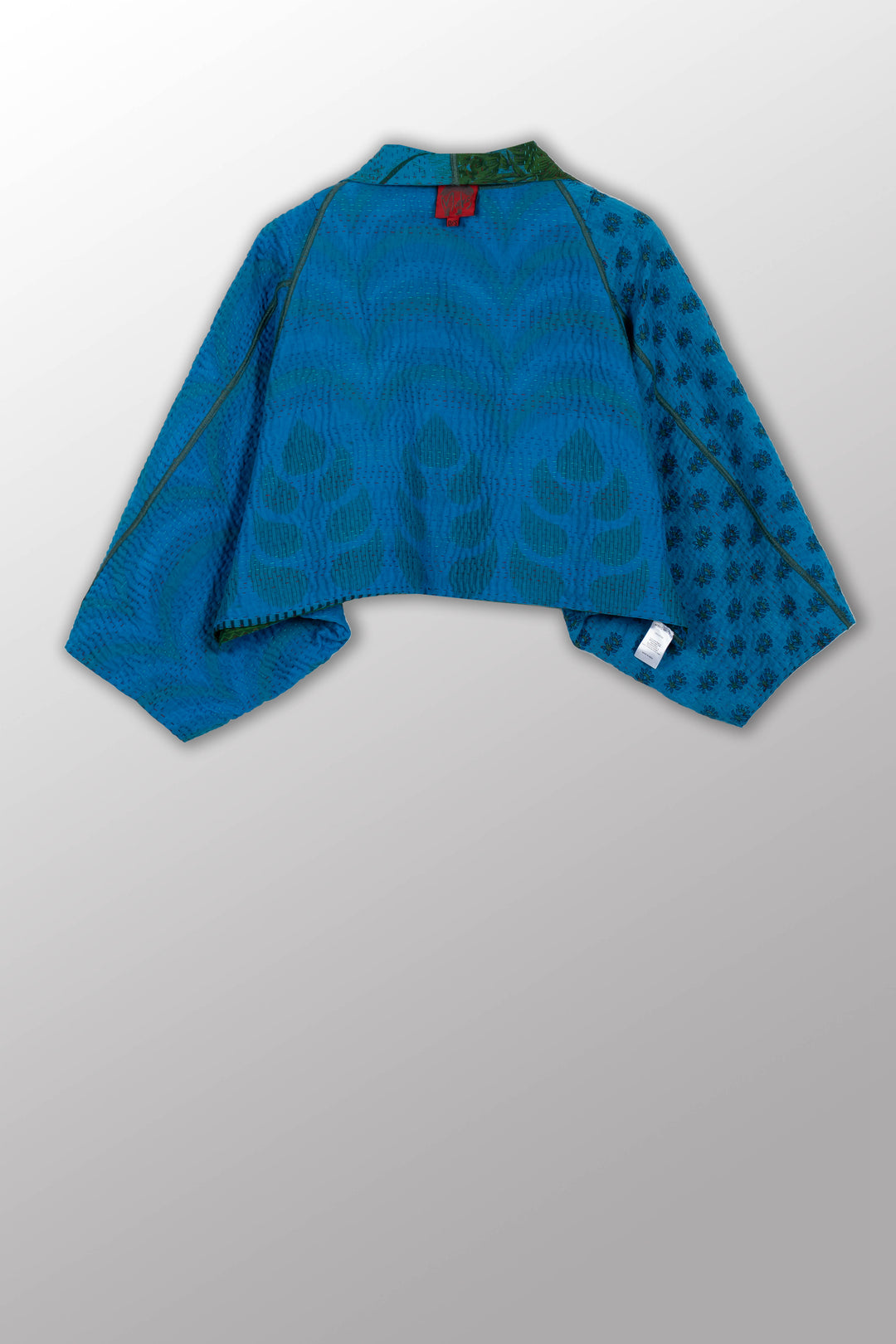 COTTON OVERDYE KANTHA PUFF SLV. SHRUG - ov4062-cblu010a -