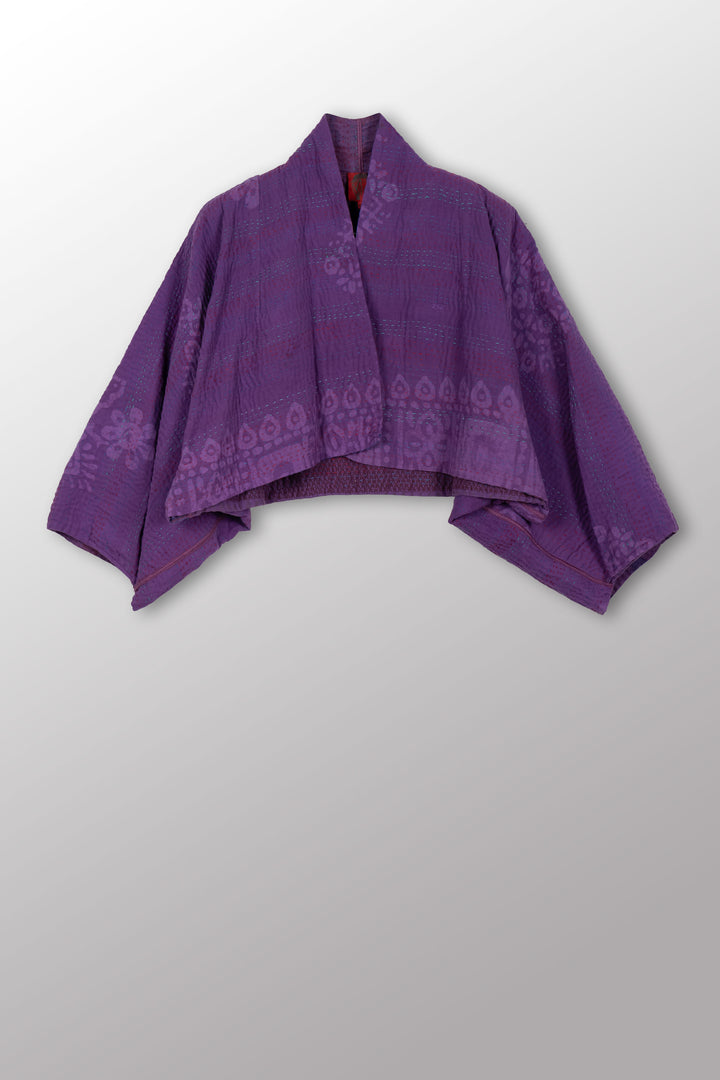 COTTON OVERDYE KANTHA PUFF SLV. SHRUG - ov4062-cprp008a -