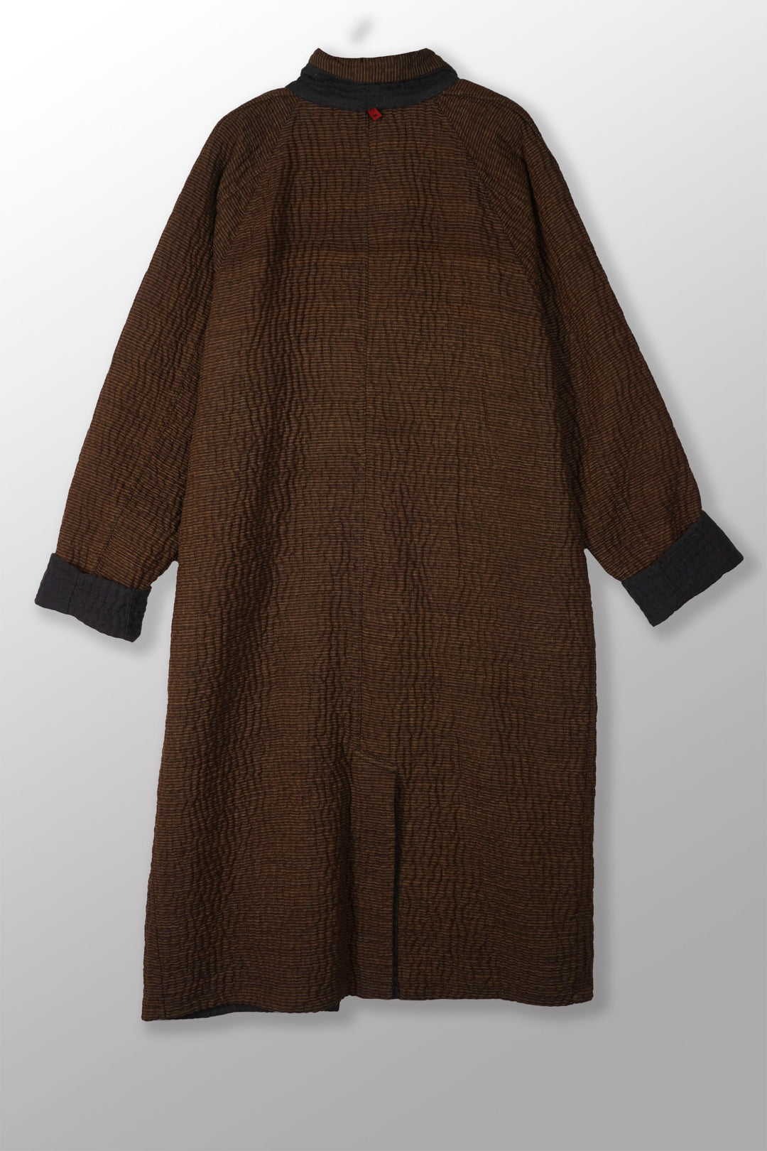 QUILTED VINTAGE COTTON WITH FLANNEL KANTHA RAGLAN SLEEVE COAT - fq5337-blk -