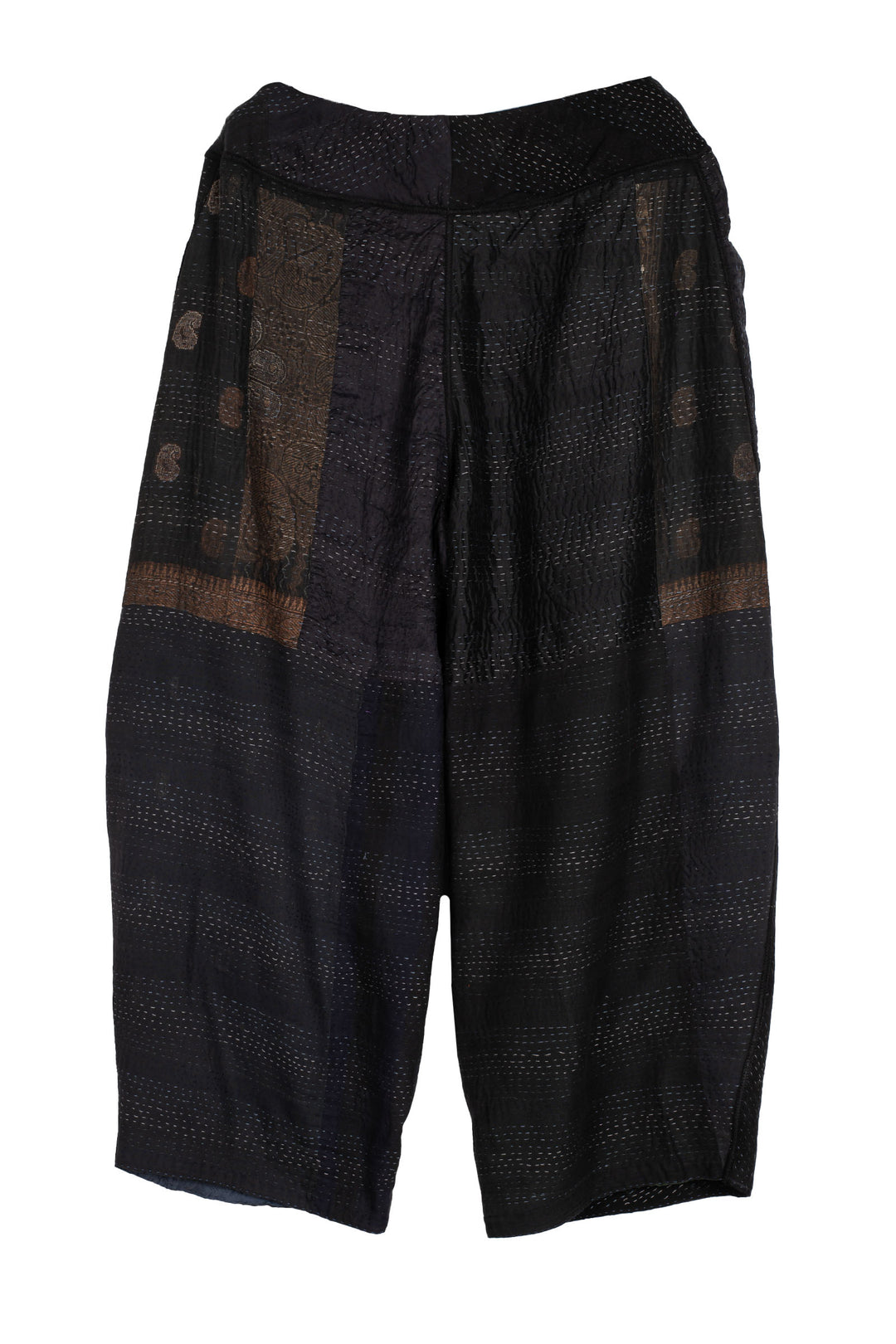 JAIPUR PATCH KANTHA KNEE TUCKED PANTS - jp2625-blk -