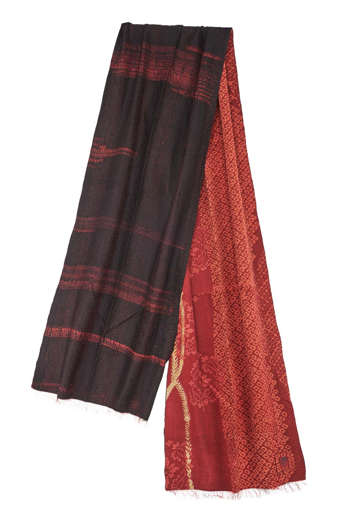 KIMONO PRINT KANTHA SCARF STANDARD - kp2801-red -