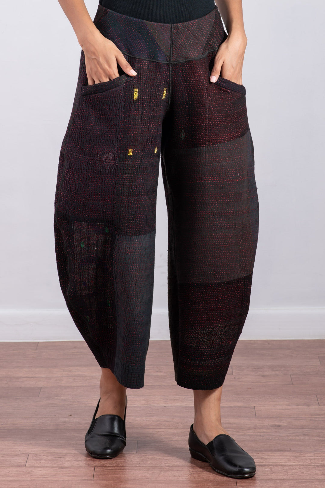 MUJI PATCH KANTHA LANTERN PANTS - mp4634-blk -