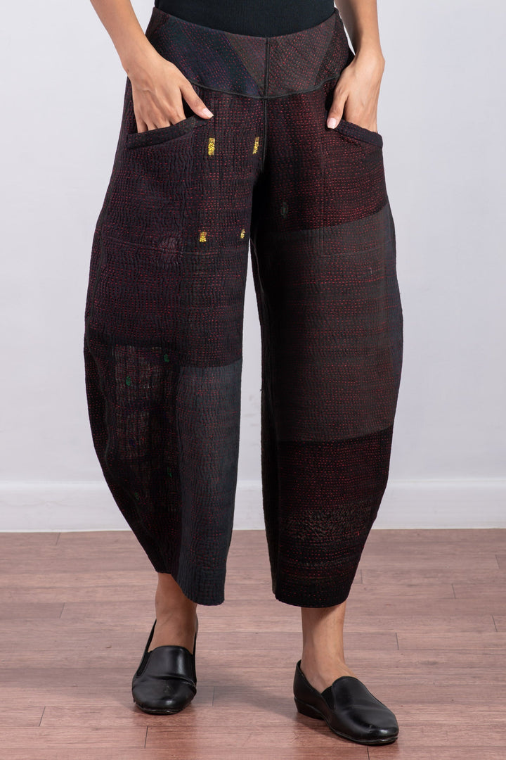 MUJI PATCH KANTHA LANTERN PANTS - mp4634-blk -