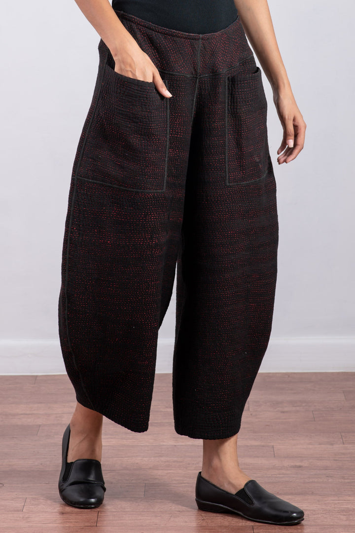 MUJI PATCH KANTHA LANTERN PANTS - mp4634-blk -