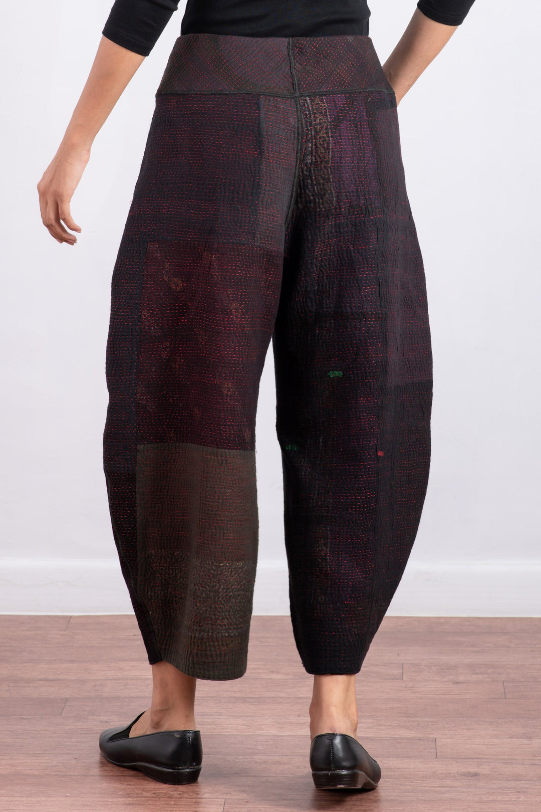 MUJI PATCH KANTHA LANTERN PANTS - mp4634-blk -