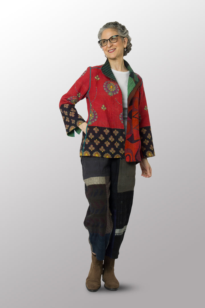 COTTON OVERDYE KANTHA SHORT JKT - ov4007-cgrn032m -