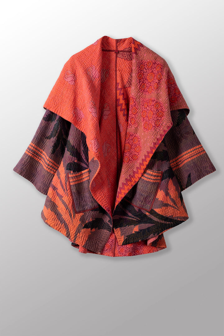 COTTON OVERDYE KANTHA CIRCULAR LONG JKT - ov4009-corg004a -