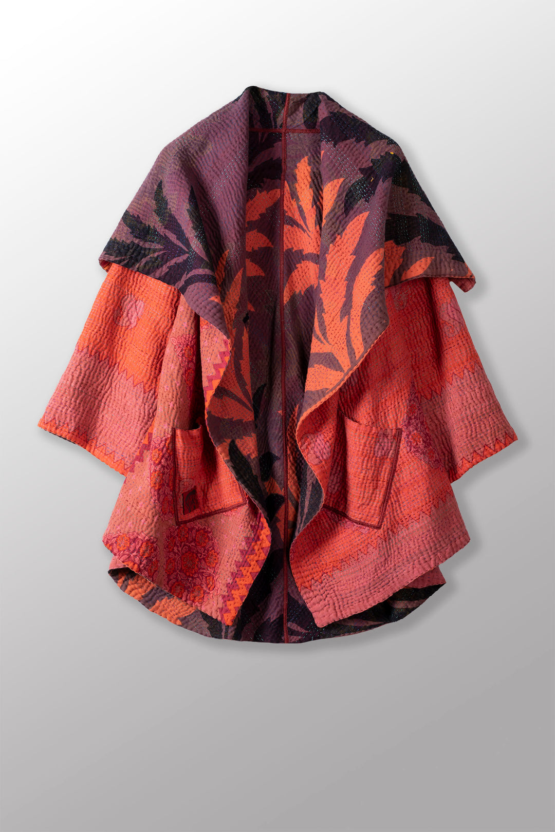 COTTON OVERDYE KANTHA CIRCULAR LONG JKT - ov4009-corg004a -