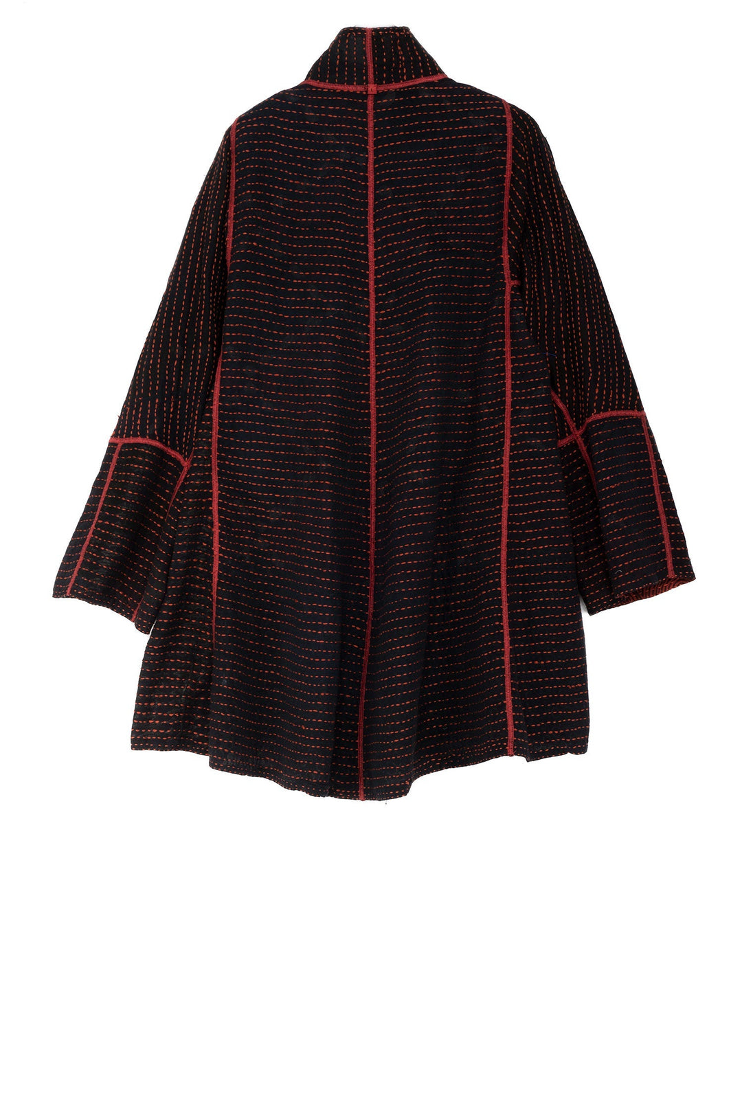 BBK  W VINTAGE BACKING KANTHA FLARE LONG JKT - pk2021-red -